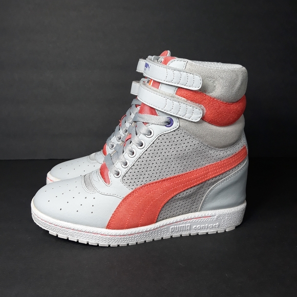 Puma Shoes - Puma Sky Wedge Gray/Orange Fashion Sneakers 7